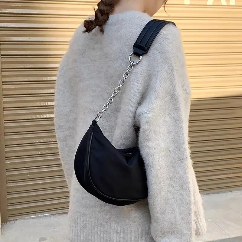 Chain Underarm Shoulder Bags Women Solid Minimal