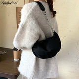 Chain Underarm Shoulder Bags Women Solid Minimal