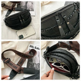 Stone Pattern Chain Waist Bag Phone Pack and Purse for Women