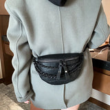 Stone Pattern Chain Waist Bag Phone Pack and Purse for Women