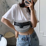 Leather Waist Pack Crossbody Chest Bags Bright Diamonds Female Belt Bag