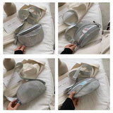Leather Waist Pack Crossbody Chest Bags Bright Diamonds Female Belt Bag