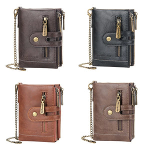 Men's RFID Blocking Chain Wallet Bifold Leather