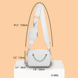 Embroidered Rhombic Lattice Women Crossbody Bag with Small Purse