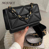 Women Underarm Bags Wide Strap Flap Messenger Bag Embossed Casual Portable Solid