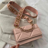 Women Underarm Bags Wide Strap Flap Messenger Bag Embossed Casual Portable Solid