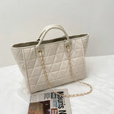 Women's Diamond Lattice Tote Bag Large Capacity PU Leather Crossbody Bag