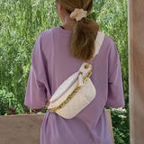 Chain Chest Bag Women Lattice Messenger Bag Saddle Bag Handbag