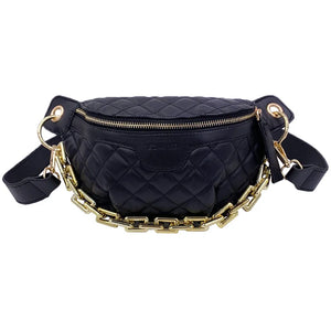 Chain Chest Bag Women Lattice Messenger Bag Saddle Bag Handbag