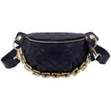 Chain Chest Bag Women Lattice Messenger Bag Saddle Bag Handbag
