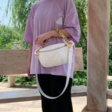 Chain Chest Bag Women Lattice Messenger Bag Saddle Bag Handbag