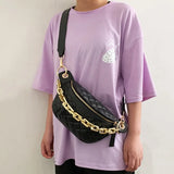 Chain Chest Bag Women Lattice Messenger Bag Saddle Bag Handbag