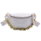 Chain Chest Bag Women Lattice Messenger Bag Saddle Bag Handbag