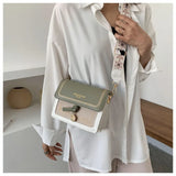 Chain flap bags for women Shoulder Bag patchwork PU Leather ladies handbag