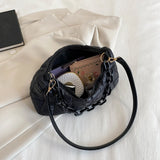 Quilted Lady Shoulder Handbag Padded Check Casual Bag