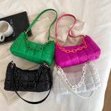 Quilted Lady Shoulder Handbag Padded Check Casual Bag
