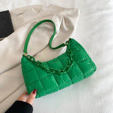 Quilted Lady Shoulder Handbag Padded Check Casual Bag