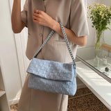 Vintage Small Shoulder Bag Women Fold Over Handbags Tote Bag with Chains