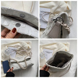 Vintage Small Shoulder Bag Women Fold Over Handbags Tote Bag with Chains