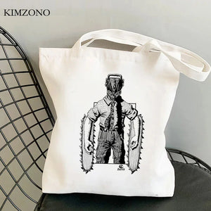Chainsaw Man shopping bag cotton tote jute sacola sac toile