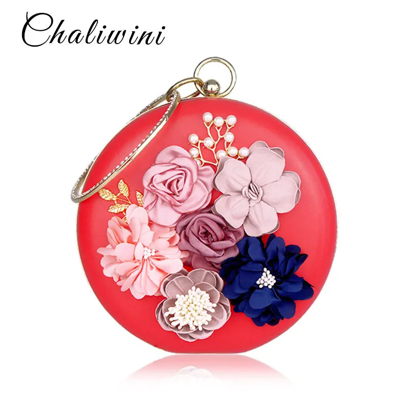 Chaliwini Wedding Purses Round Shape Evening Women Handbag