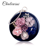 Chaliwini Wedding Purses Round Shape Evening Women Handbag