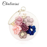 Chaliwini Wedding Purses Round Shape Evening Women Handbag