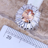 Champagne Morganite CZ Silver Plated Jewelry Set - Size 6 7 8 9 10