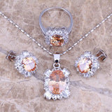 Champagne Morganite CZ Silver Plated Jewelry Set S0080