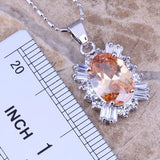 Champagne Morganite CZ Silver Plated Jewelry Set S0080