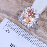 Champagne Morganite CZ Silver Plated Jewelry Set S0080