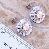 Champagne Morganite CZ Silver Plated Jewelry Set - Size 6 7 8 9 10