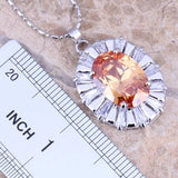 Champagne Morganite CZ Silver Plated Jewelry Set - Size 6 7 8 9 10