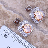 Champagne Morganite CZ Silver Plated Jewelry Set S0080