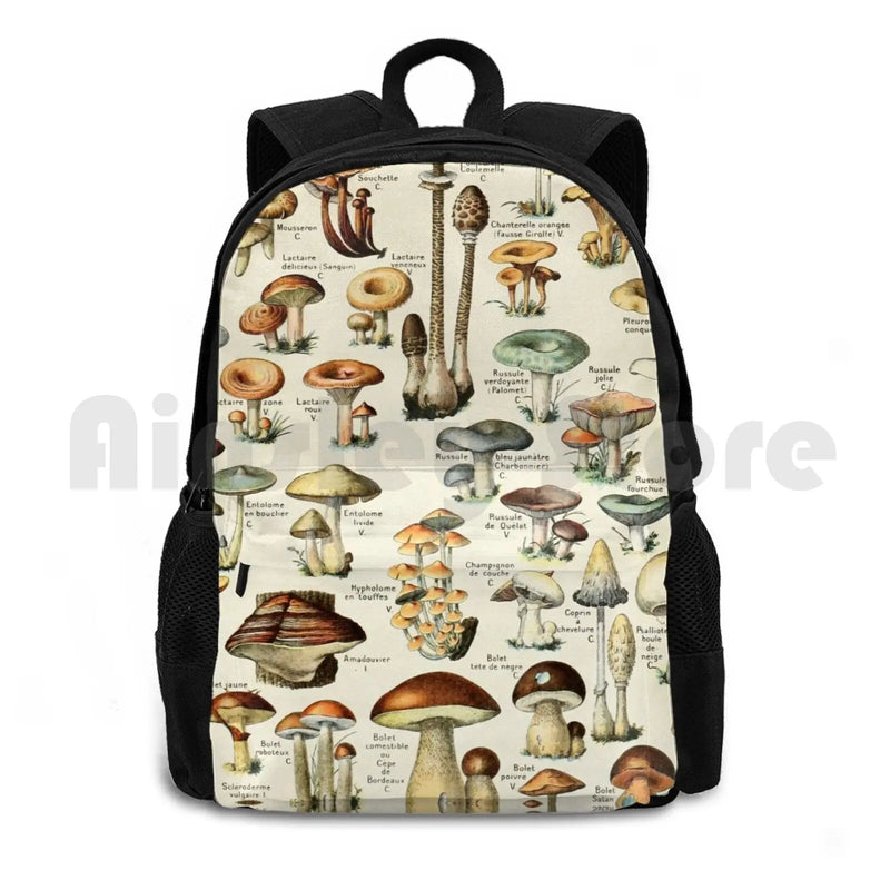 Vintage French Mushroom Chart Adolphe Millot Outdoor Hiking Backpack
