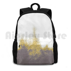 Modern Gray Abstract Golden Outdoor Hiking Backpack