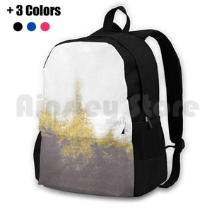 Modern Gray Abstract Golden Outdoor Hiking Backpack
