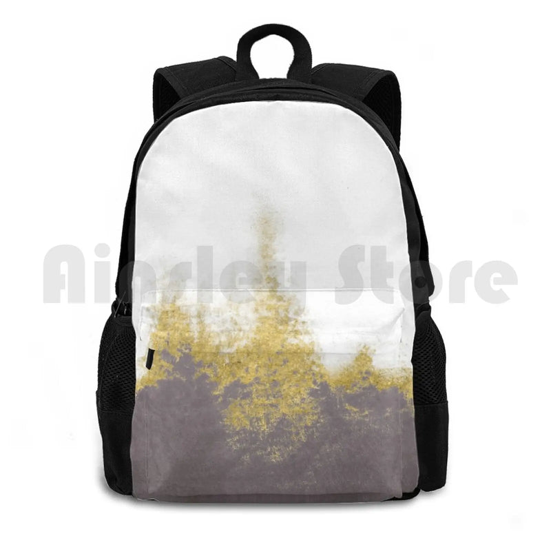 Modern Gray Abstract Golden Outdoor Hiking Backpack