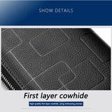 Men's Leather Wallet Double Zipper Multi-card Business Mobile Phone Clutch