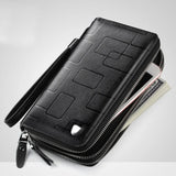 Men's Leather Wallet Double Zipper Multi-card Business Mobile Phone Clutch