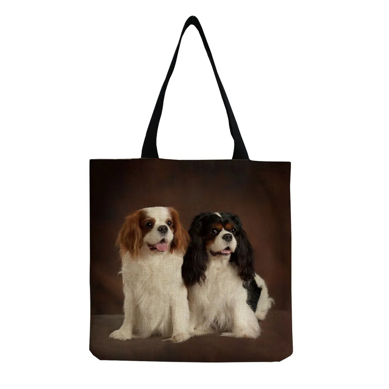 Charles Spaniel Dog Print Women Handbag Tote Large Capacity Shoulder Bags