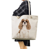 Charles Spaniel Dog Women Handbags Eco Reusable Shoulder Bags Large Capacity