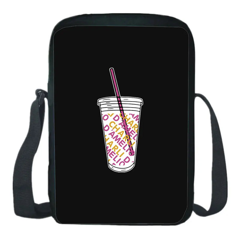 Charli Damelio Mini Messenger Bag with Drink Print