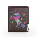 Unicorn Star Leather Wallet Billfold Slim Credit Card Holder Money Bag Pocket