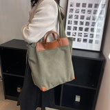 Large Capacity Canvas Bag Women Portable Shoulder Bag Solid Travel Handbag