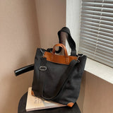 Large Capacity Canvas Bag Women Portable Shoulder Bag Solid Travel Handbag