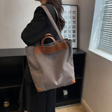 Large Capacity Canvas Bag Women Portable Shoulder Bag Solid Travel Handbag