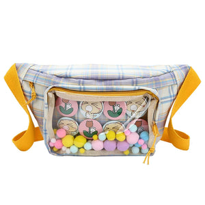 Canvas Women Ita Fanny Pack Clear Window Sling Bags Ladies Waist Belt Bag