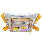 Canvas Women Ita Fanny Pack Clear Window Sling Bags Ladies Waist Belt Bag