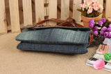 Women Leather Denim Shoulder Crossbody Handbag